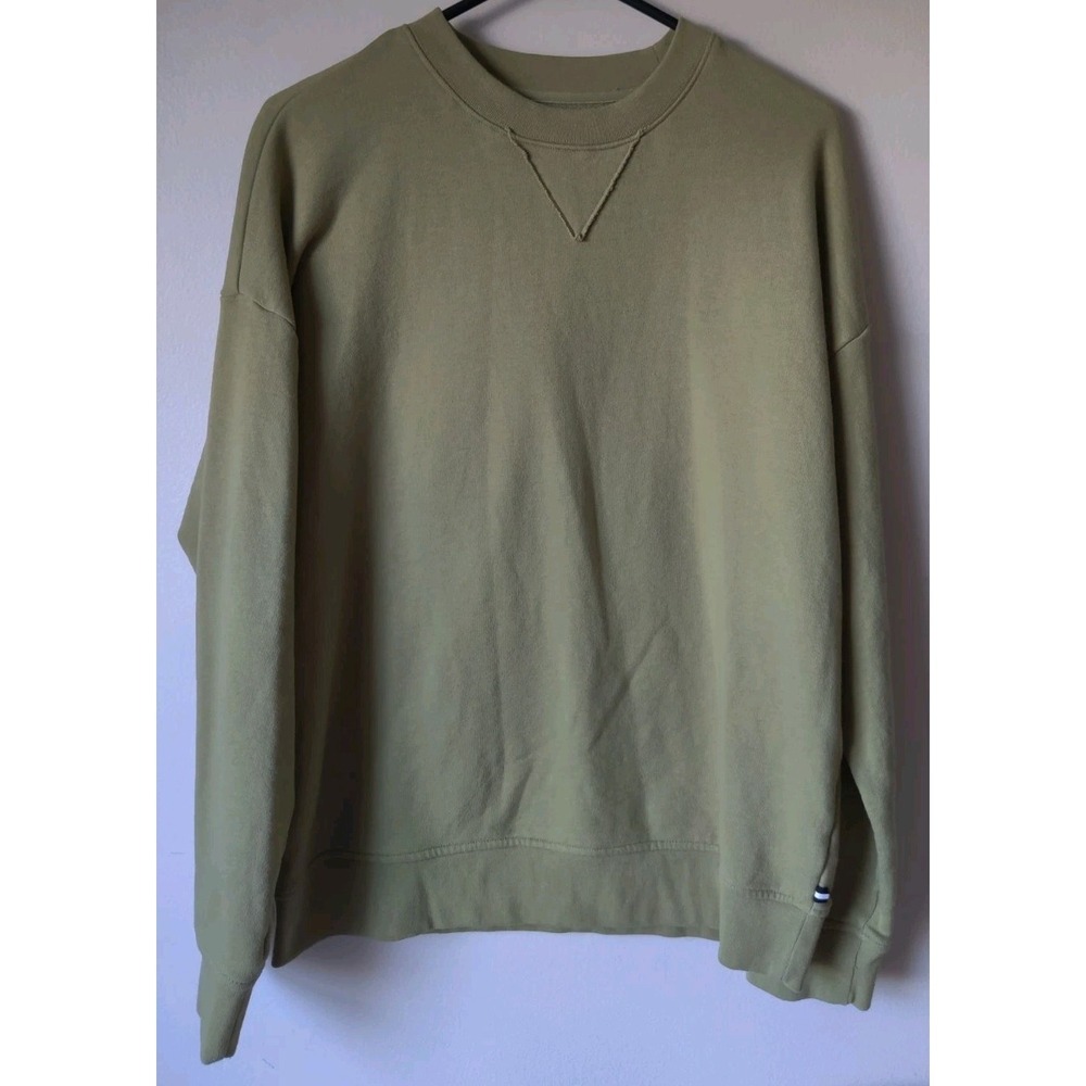 Edgar + Ash Solid Olive Green Crew Neck Basic Cotton Blend Sweatshirt Men's‎ M